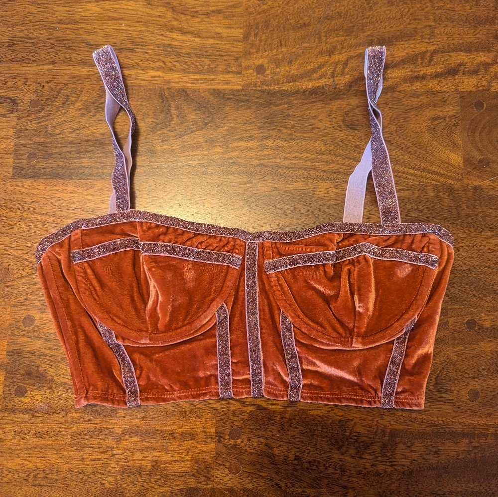 For Love & Lemons Sparkling Velvet Bustier Size S (32 C)